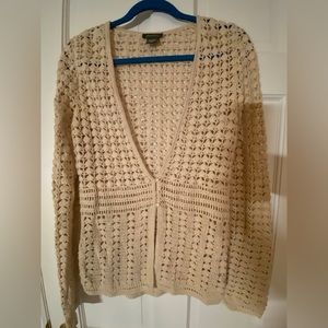 Eddie Bauer hand crocheted cardigan sweater, size S